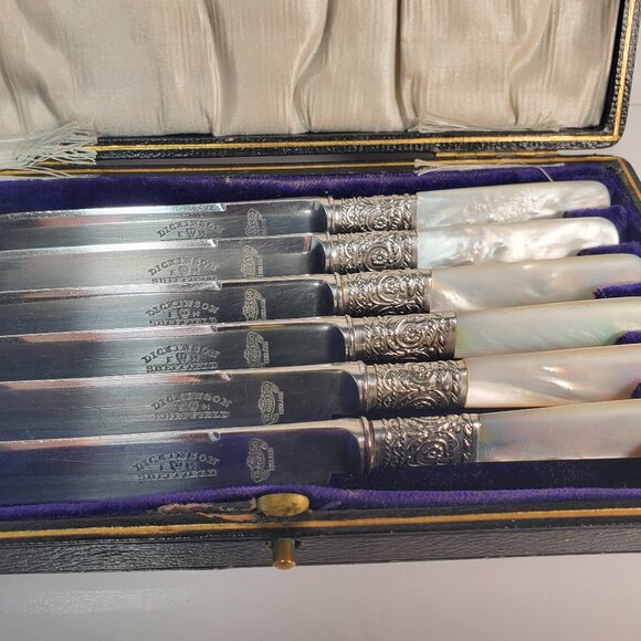 Antique Mother-of-Pearl Fruit/Dessert Knives – Set of 6 -c.1905–1925, Sheffield - Picture 1 of 9